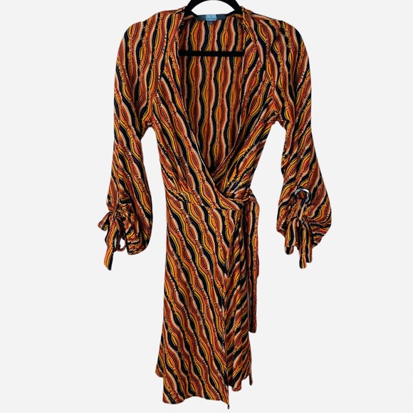 Eva Franco Flare Wrap Patterned Knit Dress Size 2 - Picture 1 of 12